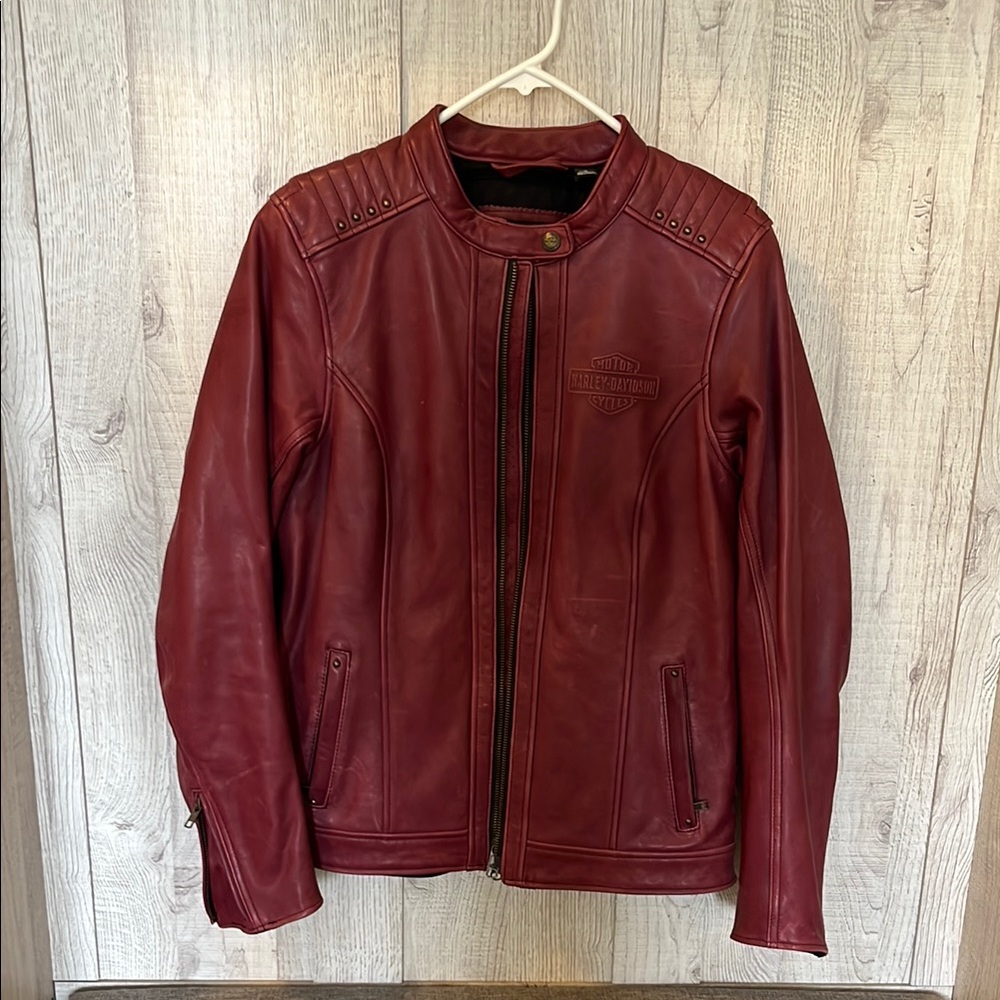 Women’s Red Leather Harley Davidson Jacket